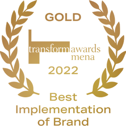 iconography of Gold award given to Main Division on 2022 for Kitopi on Best implementation of Brand by Transform Awards Mena