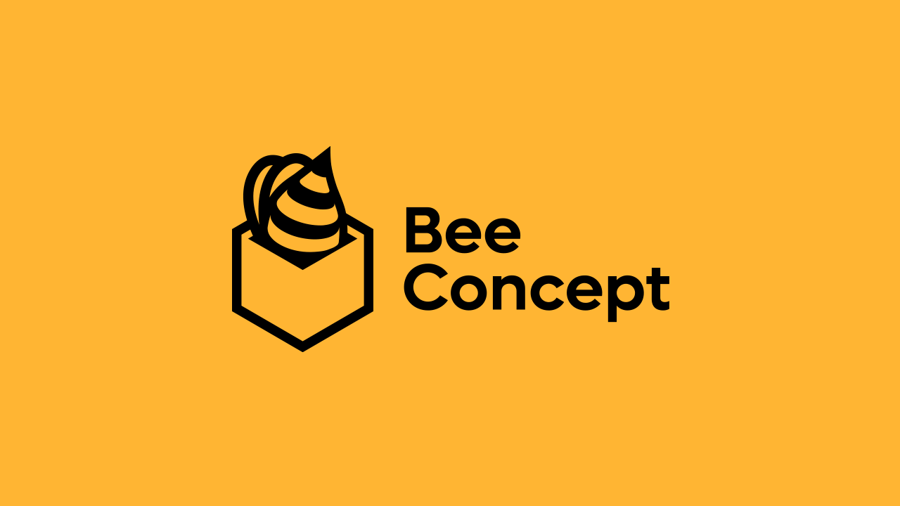 Main logotype of Bee Concept with animation of the bee moving