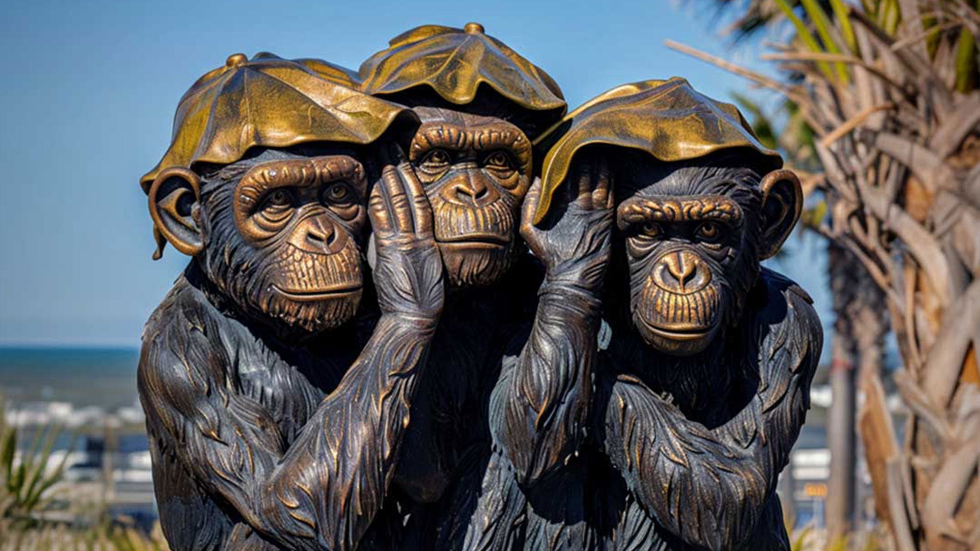 Historical Gandhi monkeys under a scorching sun showing a different pose to show that history never saw the kind weather, social media creative for tabreed india by main division