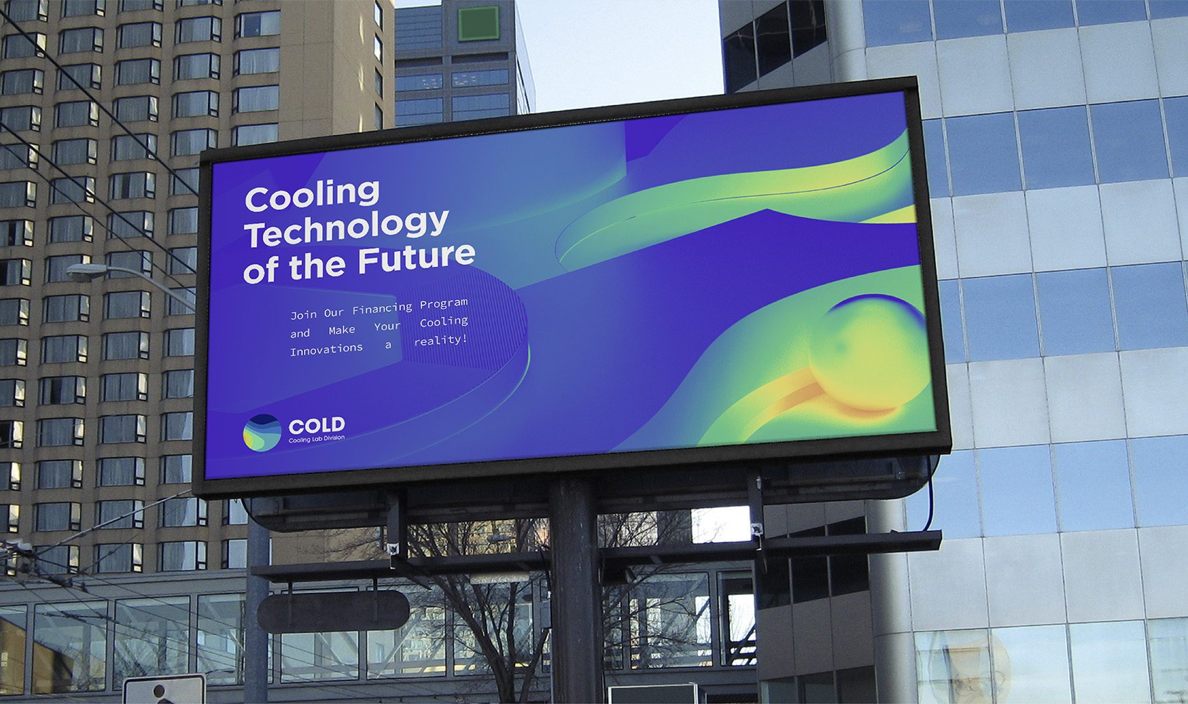 out of home ad featuring COLD Cooling Lab Division communication, design by Main Division
