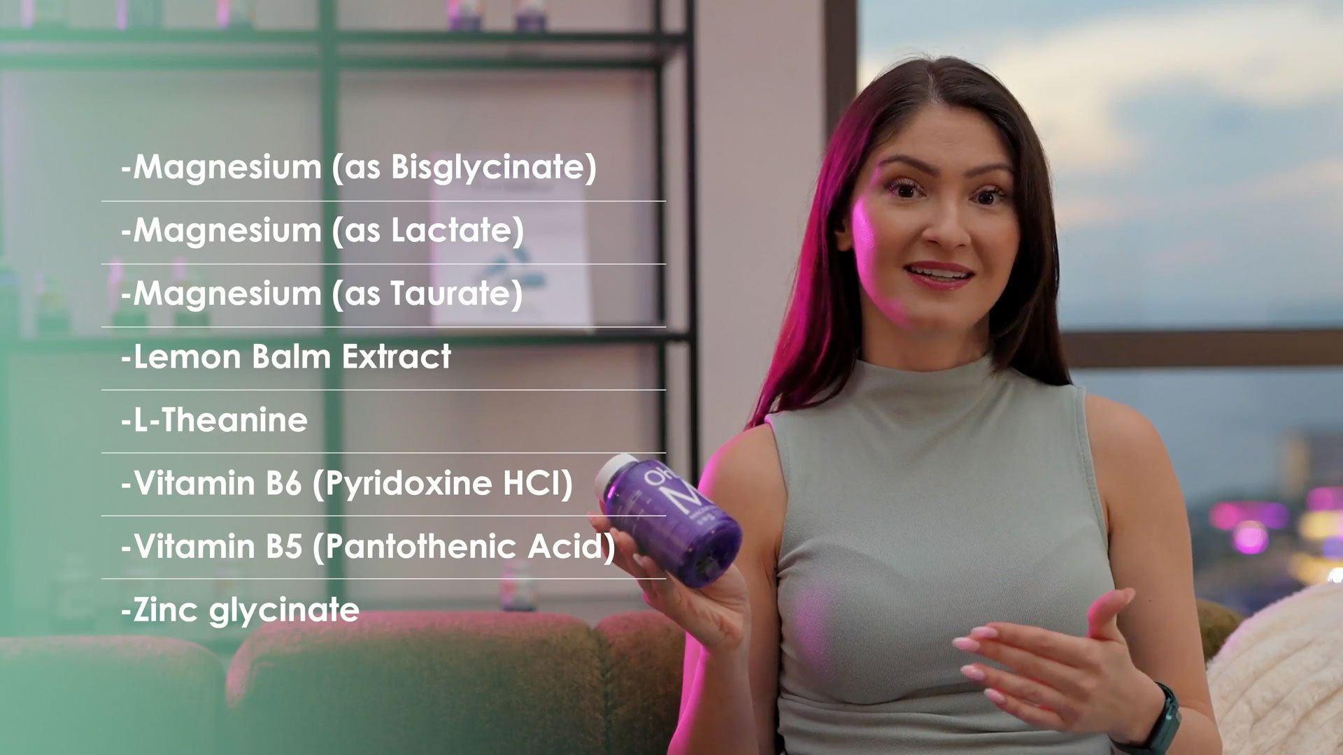 Dr Elena Seranova explaining Oh!Mg Magnesium Evening ingredients in her social media — content by Main Division